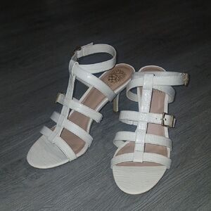 Vince Camuto Bivenya ivory strap sandal heels Sz 11 EUC worn once